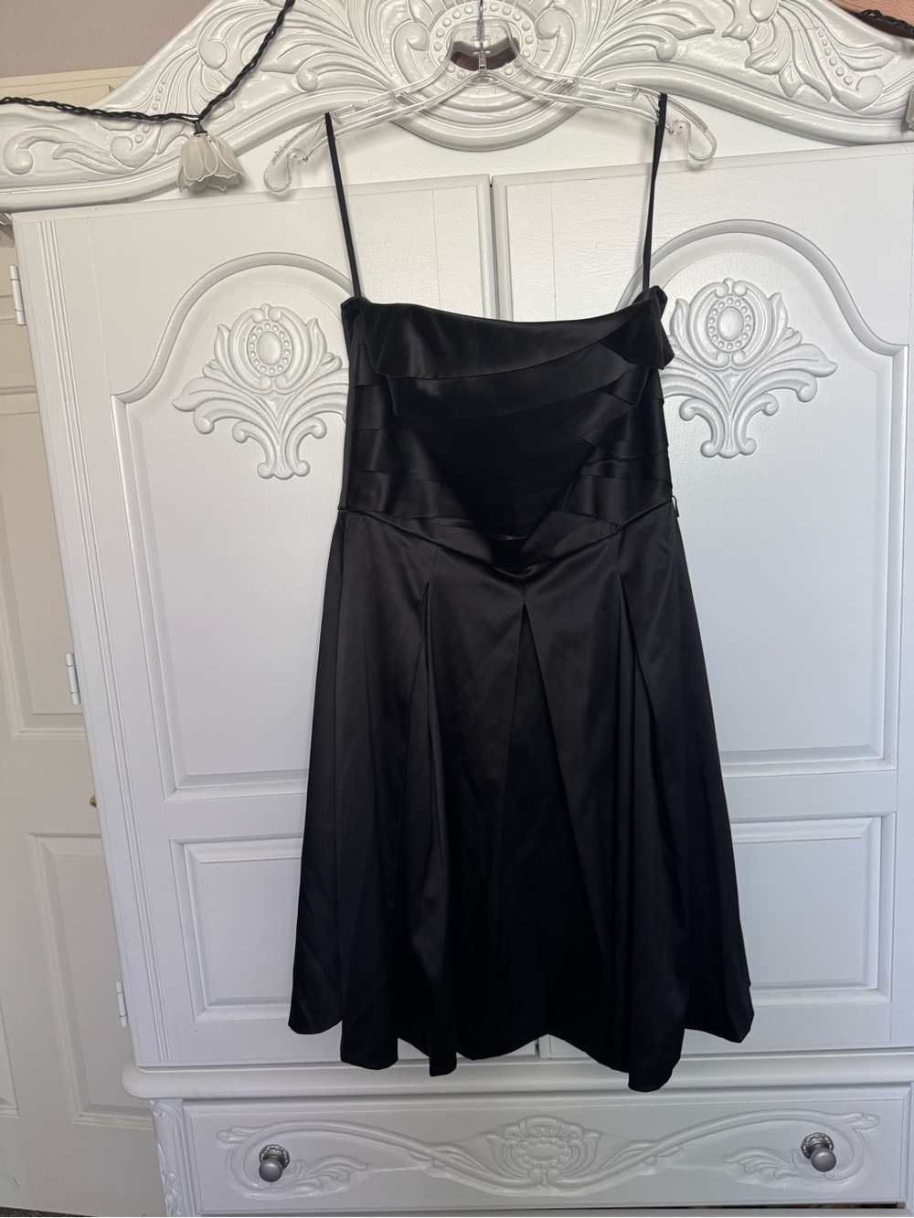 White House Black Market Black Strapless Satin Cocktail Dress